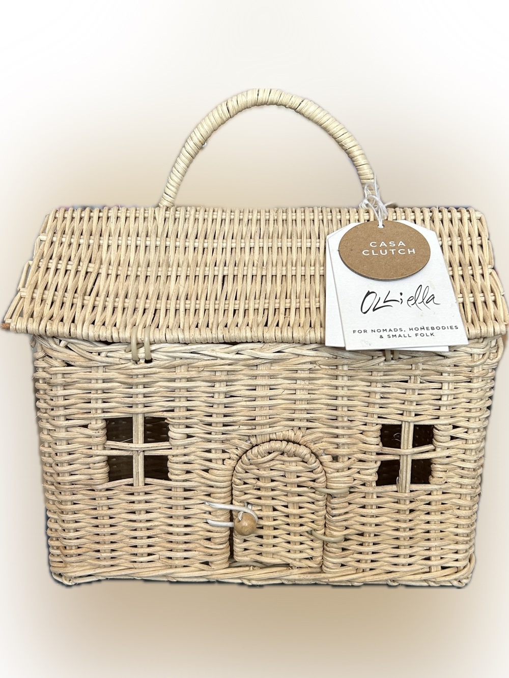 NWT Olliella Casa Clutch Woven Rattan Wristlet in Natural